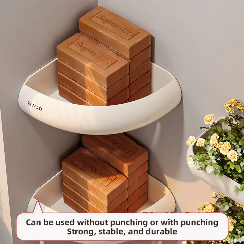 Drill-Free Wall-Mounted Bathroom Rack with Shelves for Toilet and Sink Storage Organization