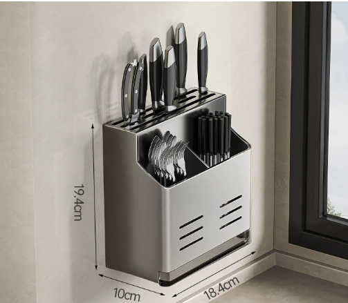 Multi-Functional Storage Box &amp; Knife Block Integrated Kitchen Wall-Mounted Storage Rack
