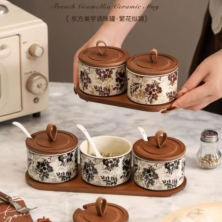 Storage Spice Luxury Kitchen Tools Porcelain Nordic Household Seasoning Sugar