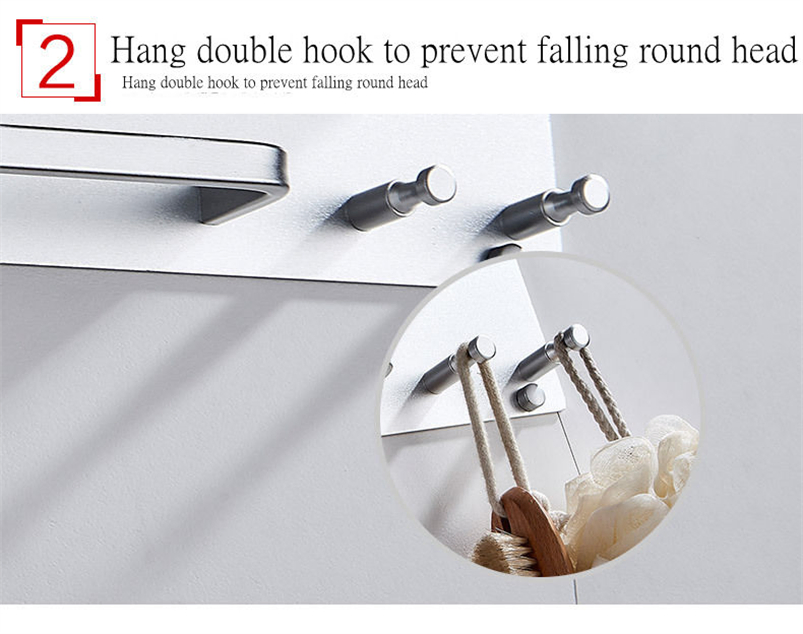 Wall-Mounted Hole-Free Bathroom Kitchen Hook Rack with Suction, Aluminum Towel Shelf, Cosmetic Storage, and Toilet Rack