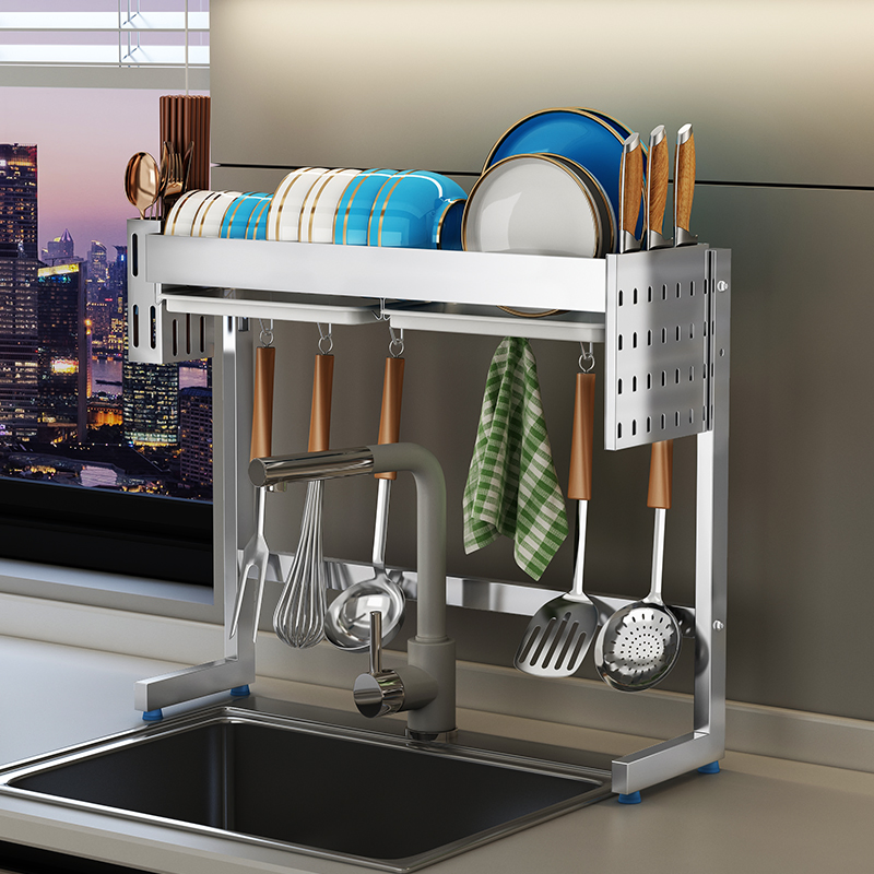Premium Stainless Steel Over-Sink Dish Draining Rack for Efficient Kitchen Organization