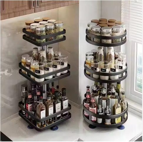 Best Kitchen Seasoning Standing Storage Shelf Organizer Carbon Steel Spice Can Storage Kitchen Organizer Ra-16