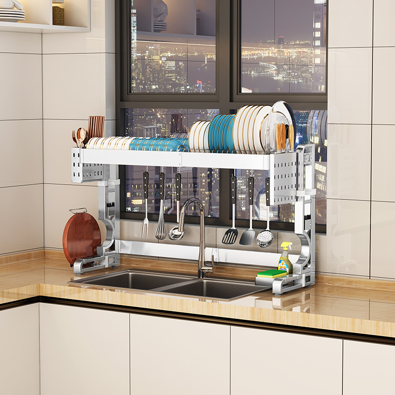 Space-Saving Sink Rack, Stainless Steel Kitchen Storage Organization Rack