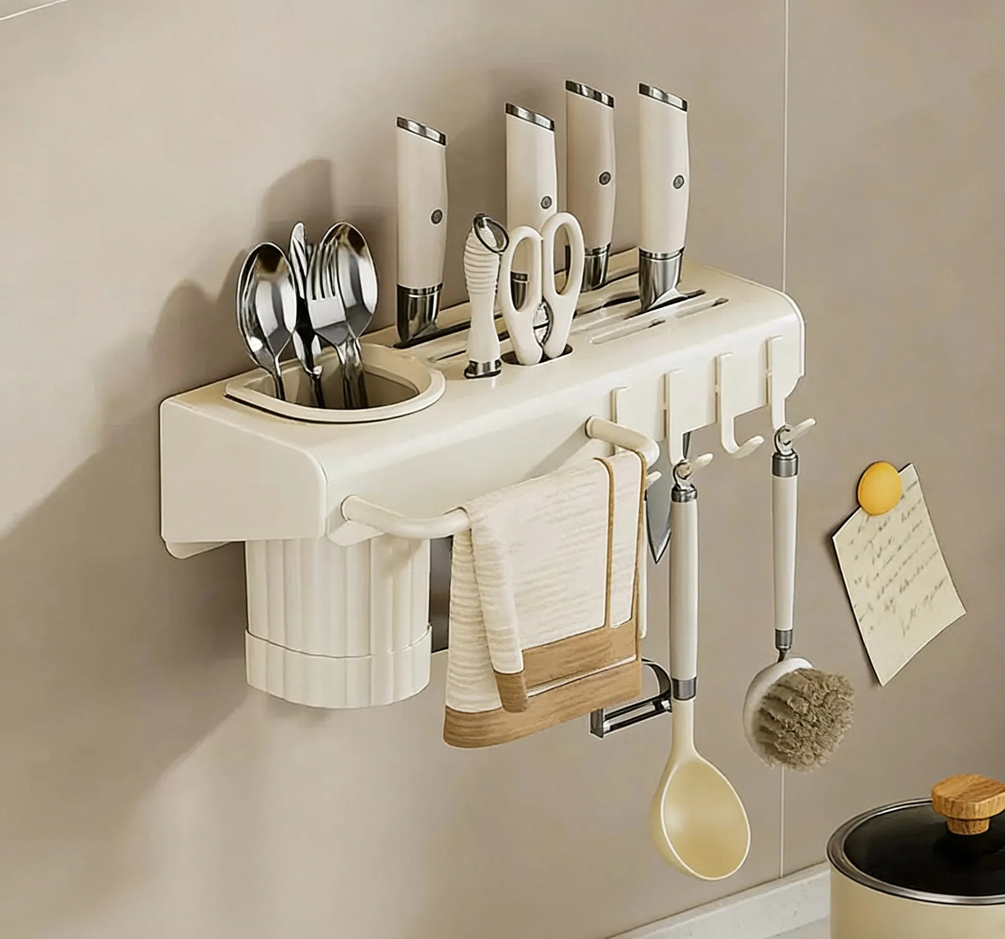 Wall-Mounted Chopsticks Storage Box, Kitchen Knife Rack, Multi-Functional One-Piece Chopstick Holder, Punch-Free Holder for Home Ues