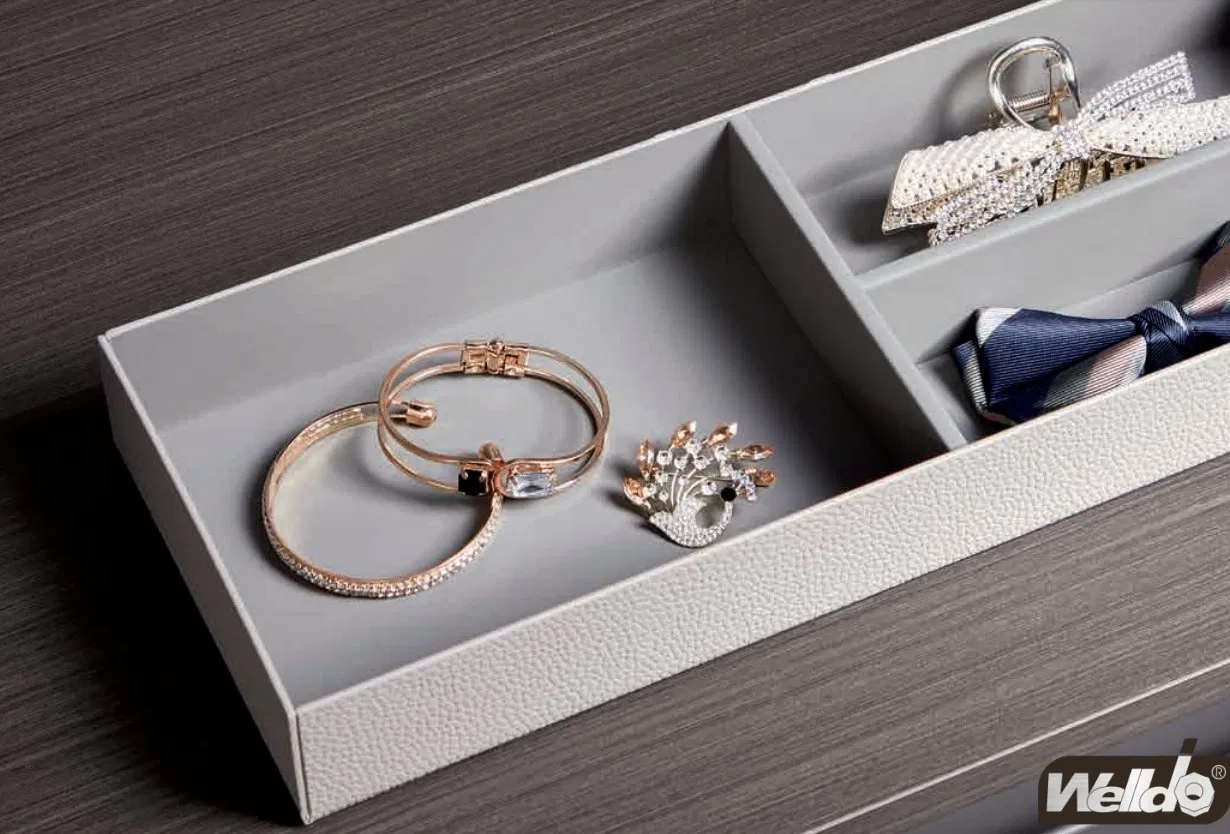 3-Divider Wardrobe Multifunctioanl Storage Box - Aluminum Structure and Soft Leather Compartments and External Color Optional