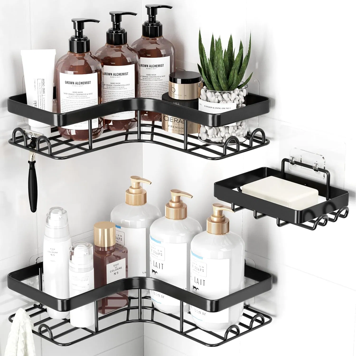 304 Stainless Steel Corner Rack — L-Shaped Wall-Mounted Bathroom Shelf, Multifunctional Non-Marking Heavy Duty Storage Rack for Shower Kitchen Toilet