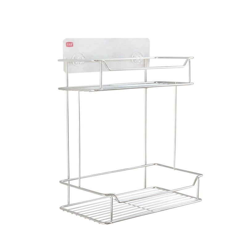 Factory Direct Sale 2 Tier Wall Mount Spice Shelf Storage Metal Shelf Hanging Organizer