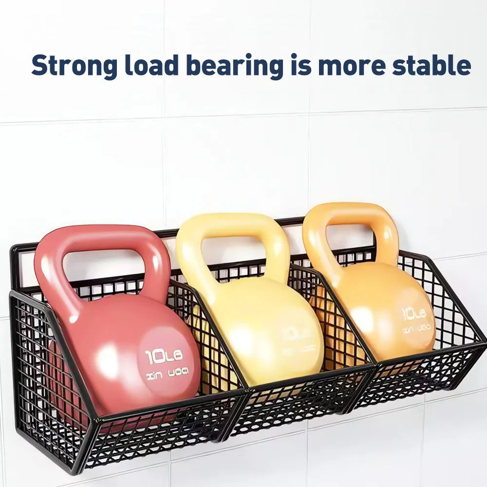 Wall-Mounted Metal Kitchen Storage Rack with Hanging Basket for Spices