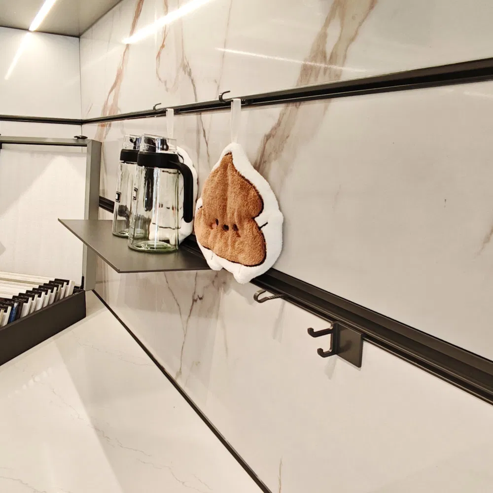 Moveable Track Modular Wall Storage System for Kitchen Condiment Storage