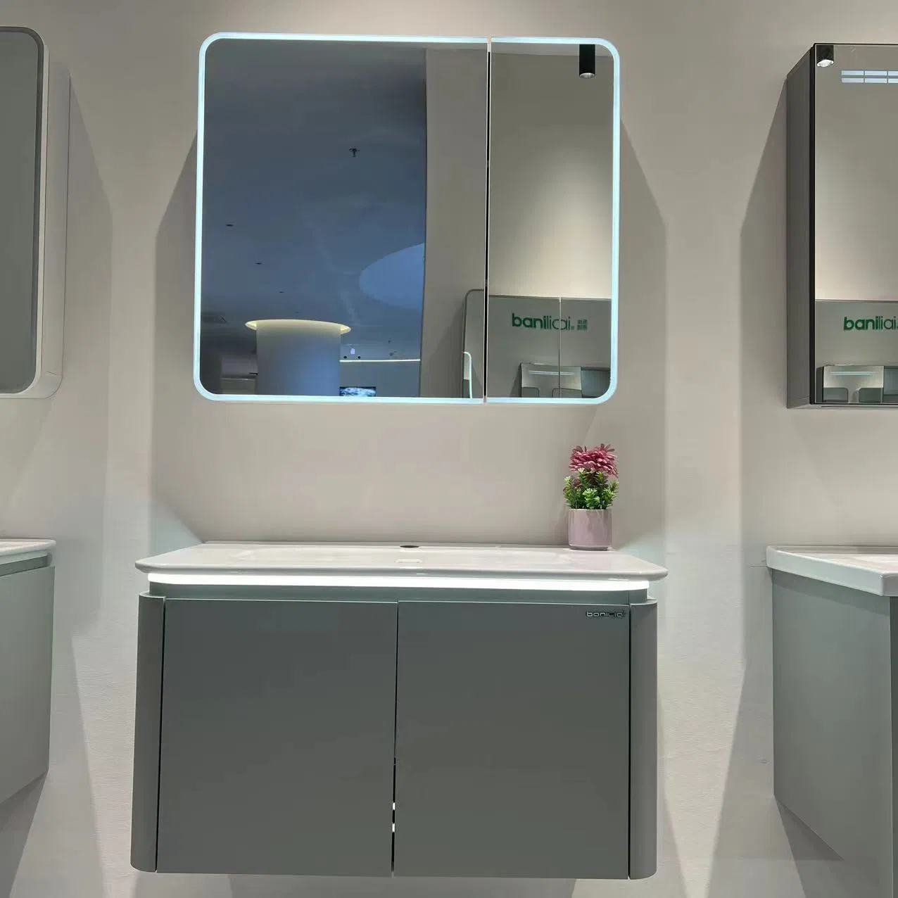 Bathroom Furniture 800mm Bathroom Accessories PVC LED Light Bathroom Cabinet