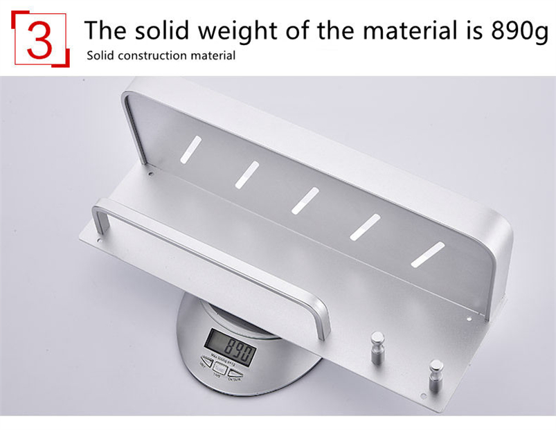 Wall-Mounted Hole-Free Bathroom Kitchen Hook Rack with Suction, Aluminum Towel Shelf, Cosmetic Storage, and Toilet Rack