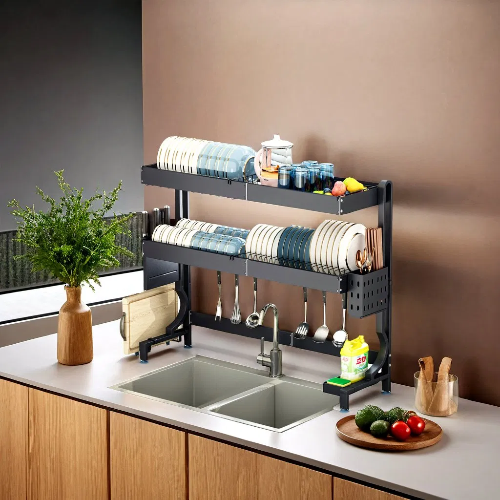 201 Baking Paint Telescopic Over-Sink Storage System Kitchen Utensils &amp; Cookware Utensil Organization Dish Rack Drainer