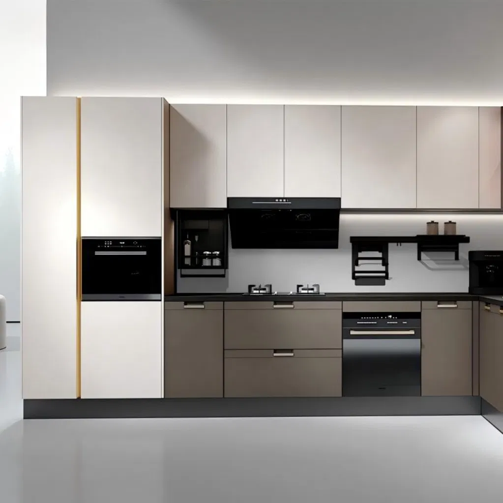 Xh Hot Sale Minimalist Brown Kitchen Cabinets with Durable Hardware