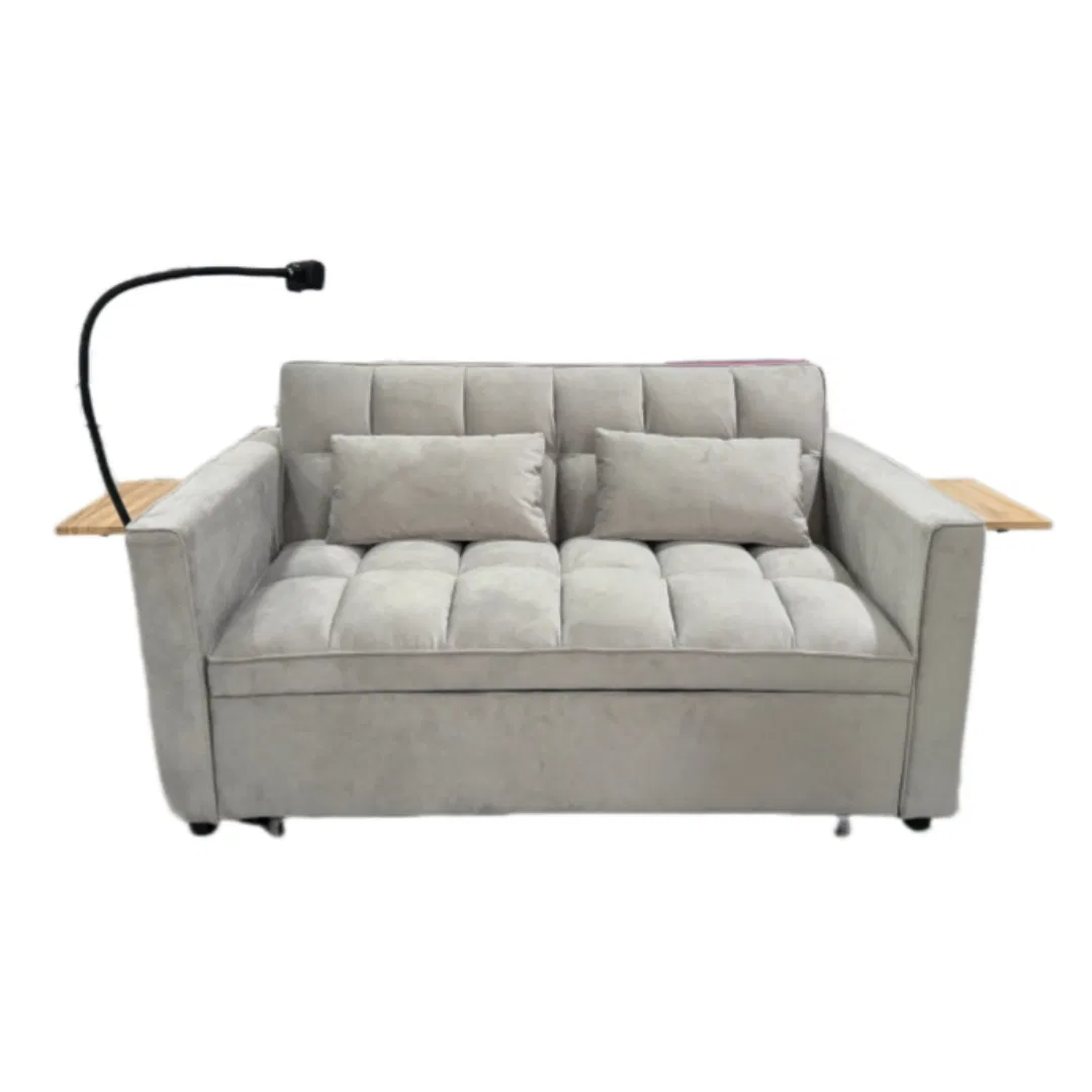 Apartment Furniture Foldable Dual Use 2 Seater Modern Living Room Sofa Bed with Phone Holder