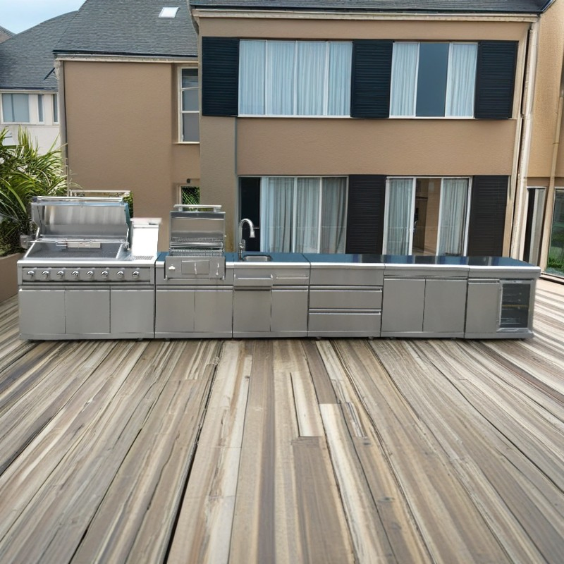 Shed Refrigerator Steel Grill Integrated Outdoor BBQ Kitchen Pod Cabinet