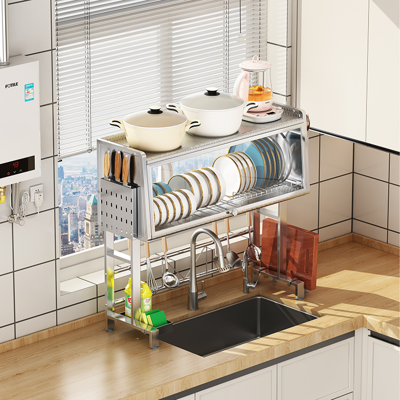 Customizable Covered Sink Rack for Kitchen Organization and Storage Solutions