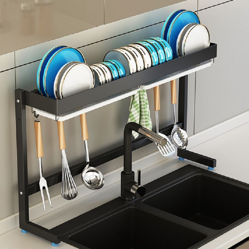 Kitchen Accessories Single-Layer 201 Stainless Steel Shelf Baking Paint Process Sink Utensils Organization Holder Dish Storage Drainer Rack