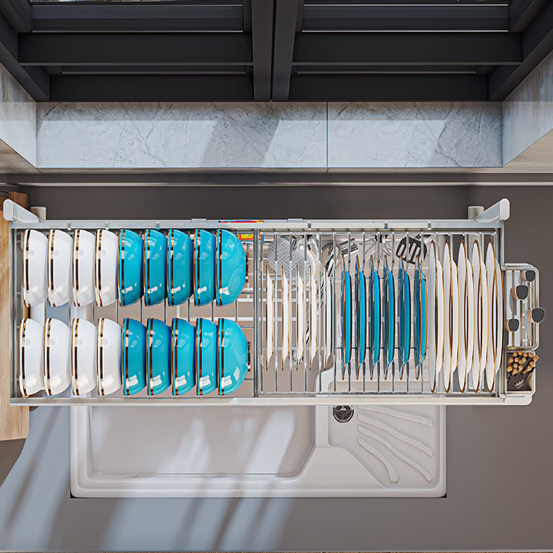 Expandable 201 Stainless Steel Dish Drying Organizer Over-Sink Spice Shelf Efficient Kitchen Storage Organization Rack