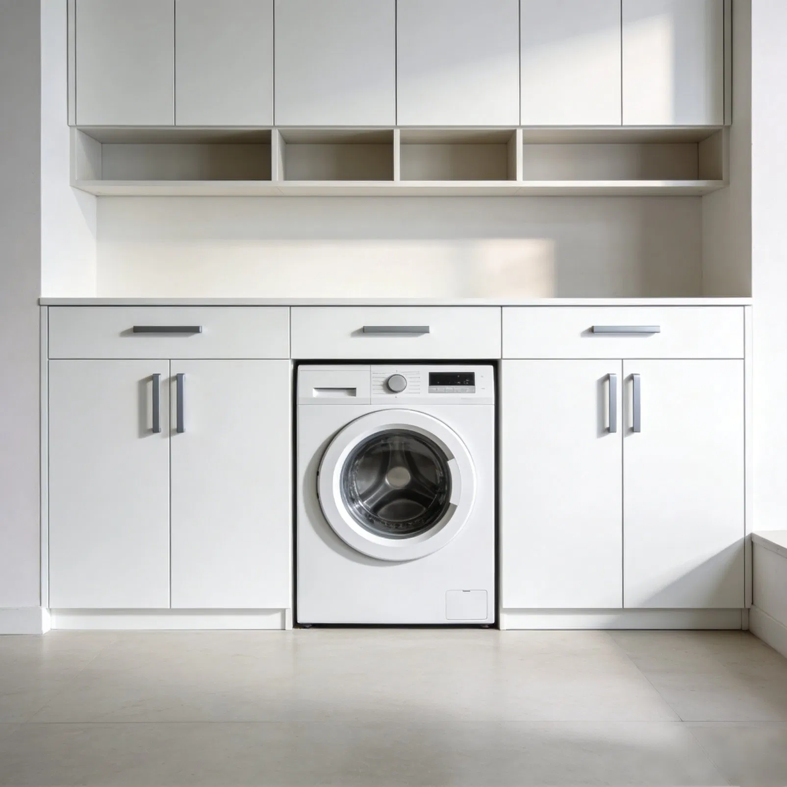 Laundry Cabinet Storage System with Durable Panel Construction