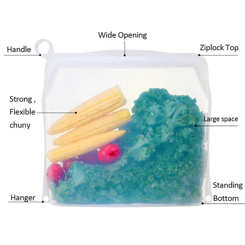 Best Selling Thick Eco Friendly Platinum Silicone Freezer Reusable Food Container Storage Bags