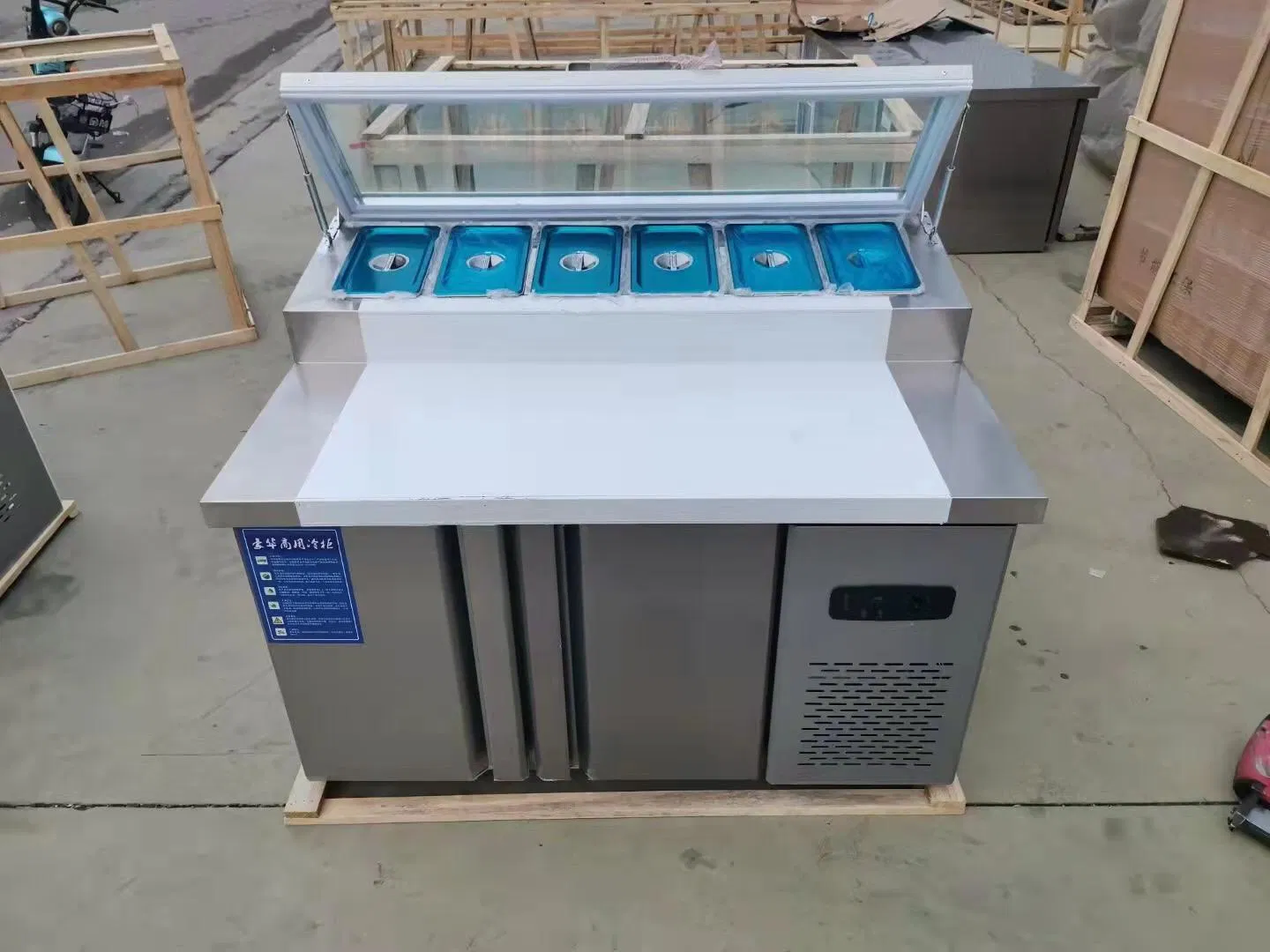 Pizza Counter Top Salad Bar Prep Station Freezer Cooling Cooler for Display Storage for Prep Work