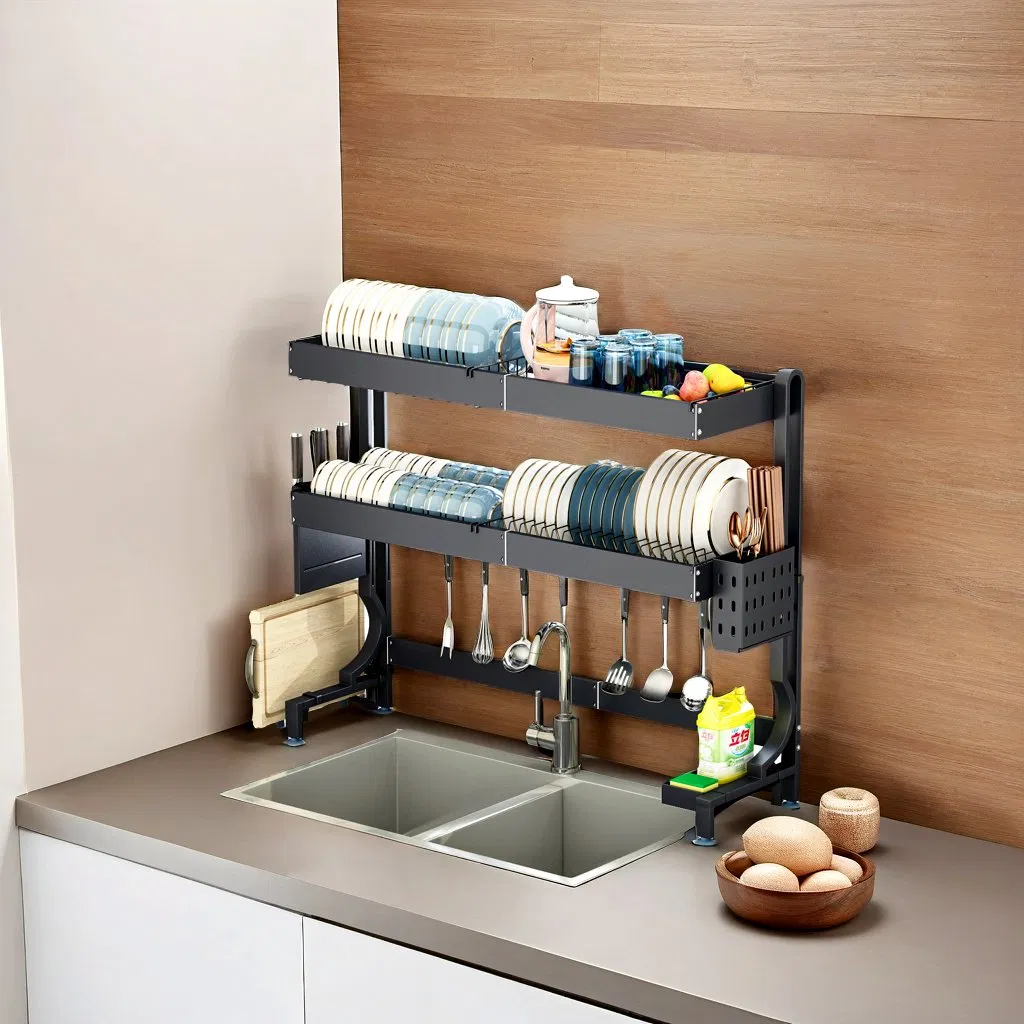 201 Baking Paint Telescopic Over-Sink Storage System Kitchen Utensils &amp; Cookware Utensil Organization Dish Rack Drainer