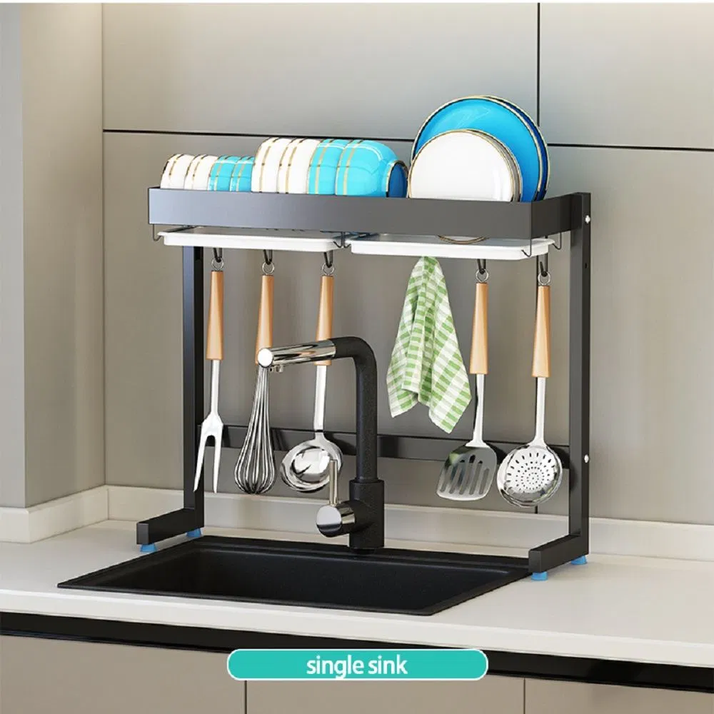 Kitchen Accessories Single-Layer 201 Stainless Steel Shelf Baking Paint Process Sink Utensils Organization Holder Dish Storage Drainer Rack