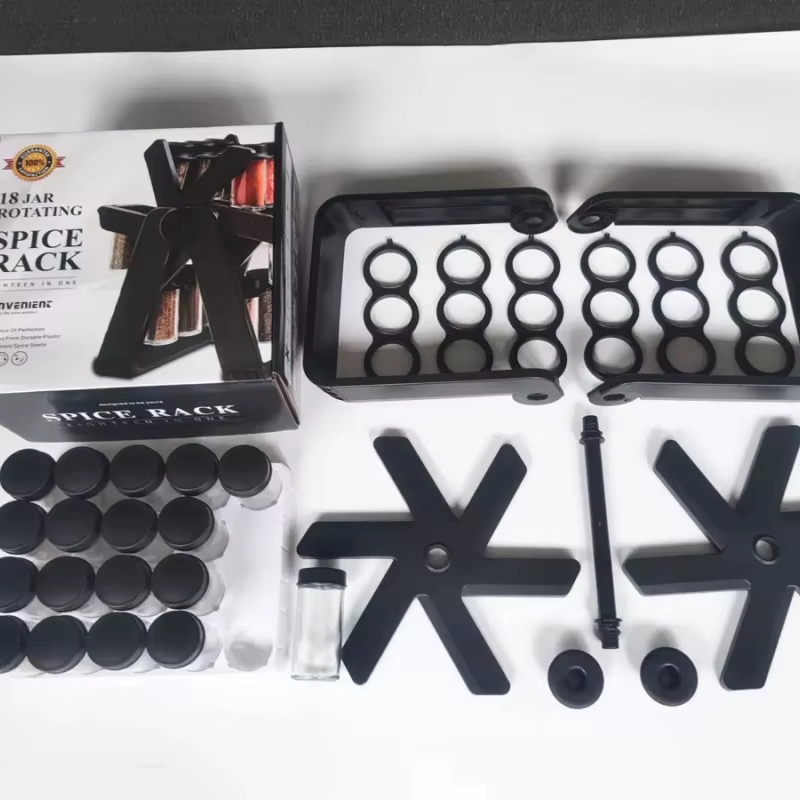 Rotating Double-Tiered Ferris Wheel Spice Organizer Rack Kitchen Storage Accessories