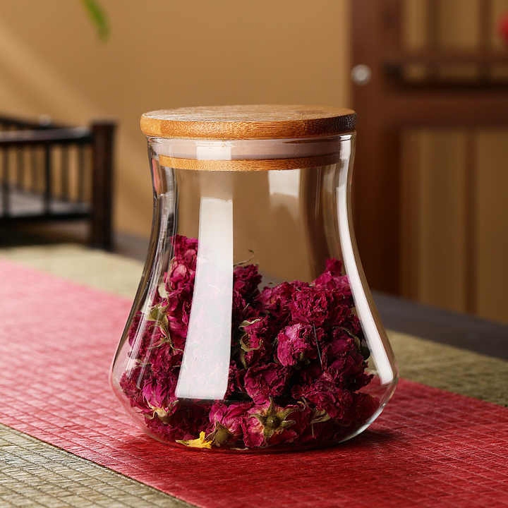 Hot Sale Household Kitchen Refrigerator Storage Glass Spice Jars with Bamboo Lid