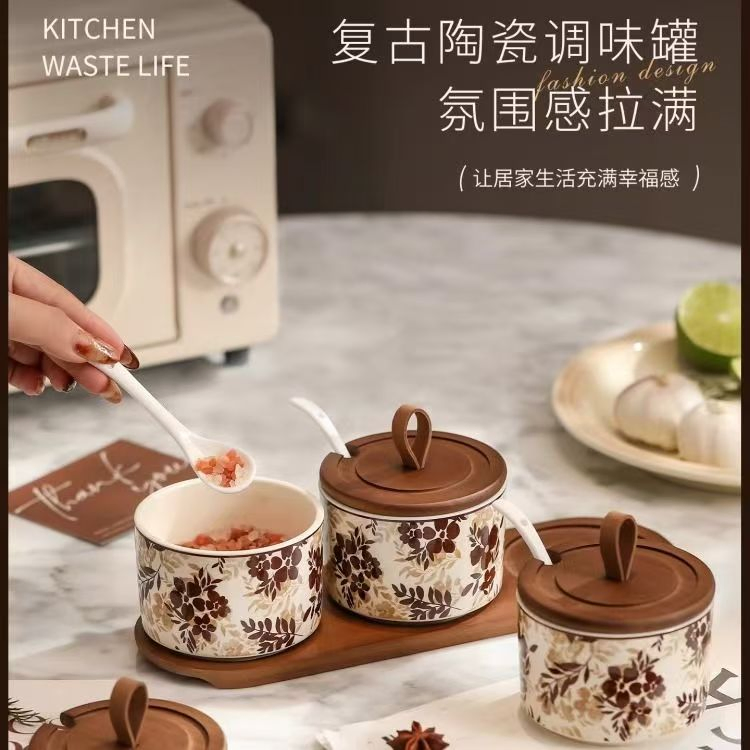 Storage Spice Luxury Kitchen Tools Porcelain Nordic Household Seasoning Sugar