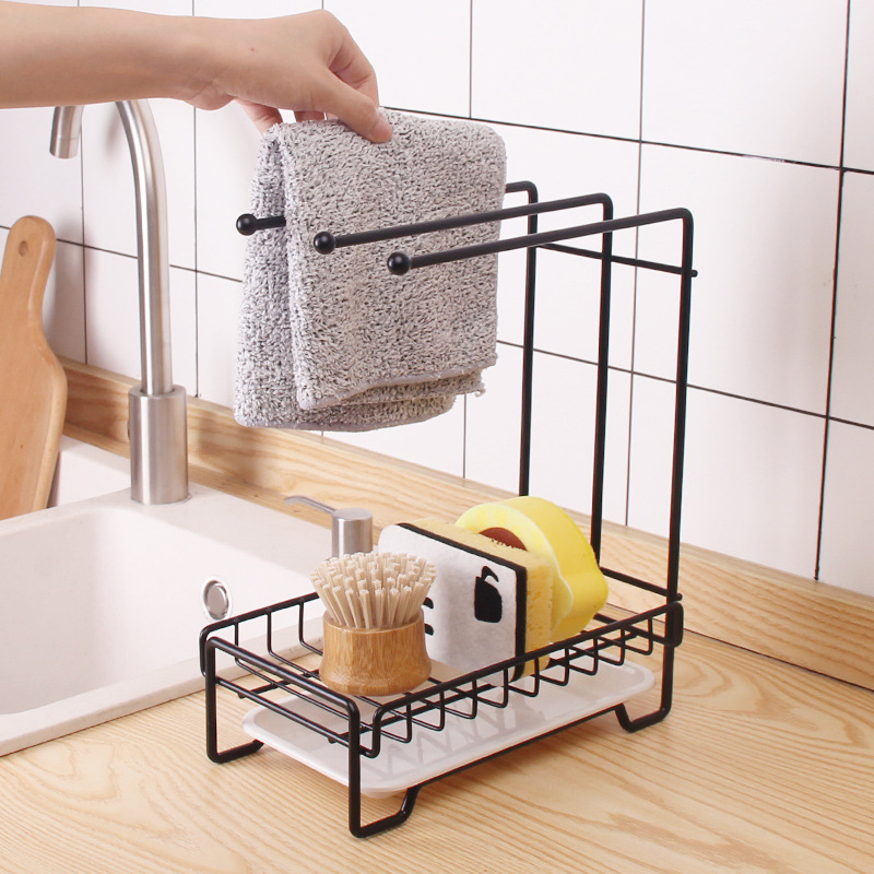 Kitchen Wall-Mounted Storage Rack Metal Sink Storage Rack Dishcloth Hanger