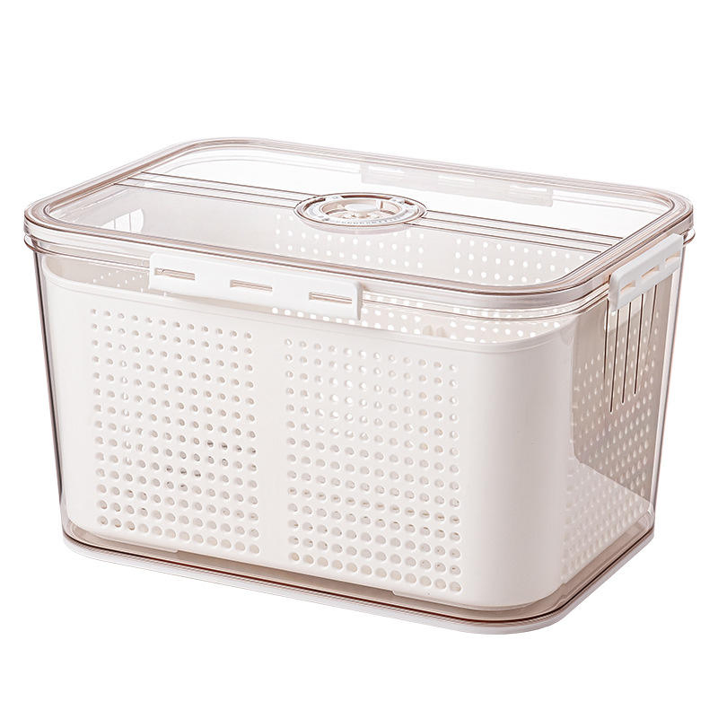 Stackable Fruit and Vegetable Storage Containers with Drain Tray and Partitions