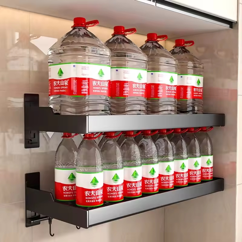 Drill-Free Wall-Mounted Spice Rack with Microwave Shelf for Modern Home Kitchen Storage