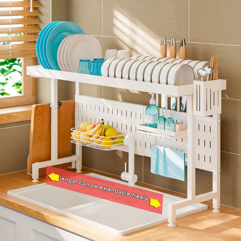 Adjustable Over Sink Dish Rack, Stainless Steel Storage