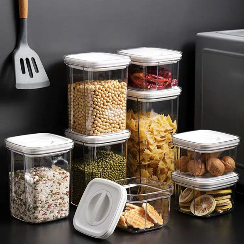 Transparent, Airtight Kitchen Refrigerator, Tableware Compartment, Organization of Rice and Grain Plastic Food Storage Containers, Boxed, Boxed with Lid