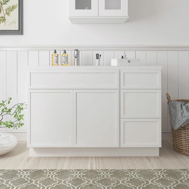 Single Sink White Slim Shaker Bathroom Cabinet