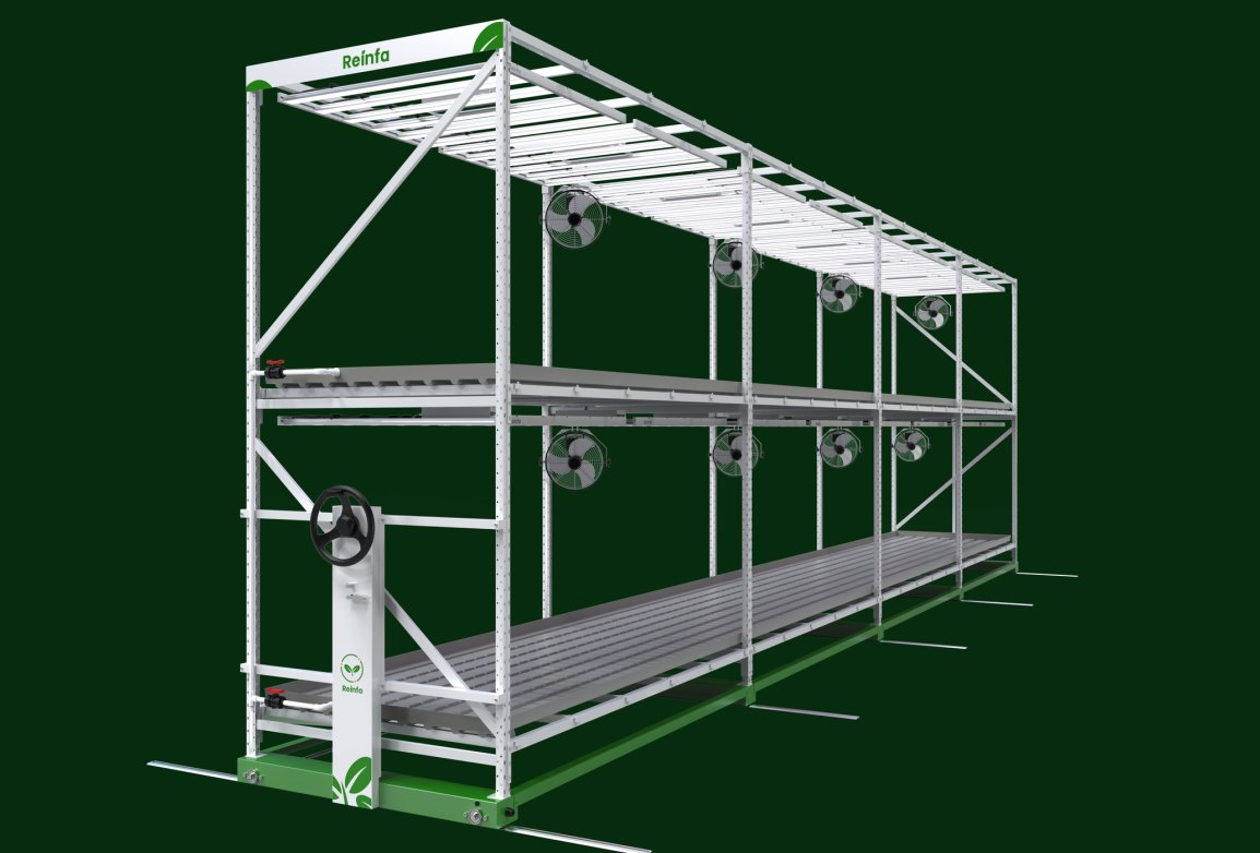 Automated Tidal Flow Hydroponic System with Adjustable Shelves