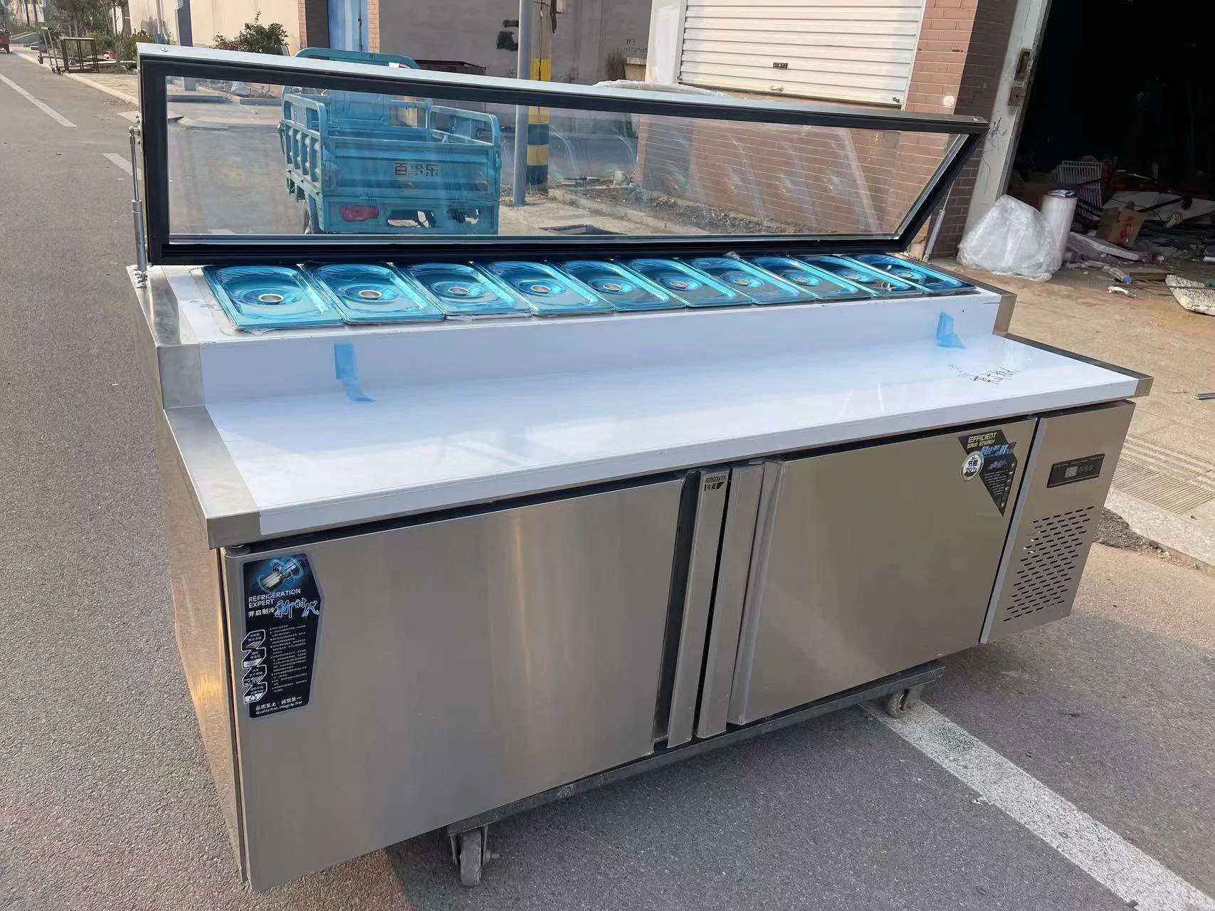 Pizza Counter Top Salad Bar Prep Station Freezer Cooling Cooler for Display Storage for Prep Work