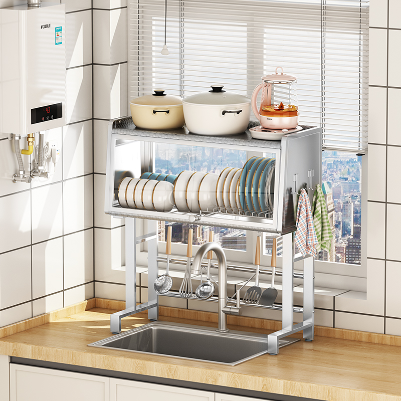 Customizable Covered Sink Rack for Kitchen Organization and Storage Solutions