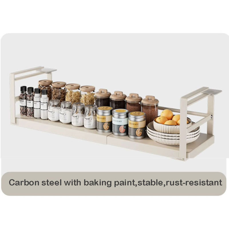 Adjustable Under Cabinet Hanging Rack, Cabinet Inner Layered Storage Basket for Spices