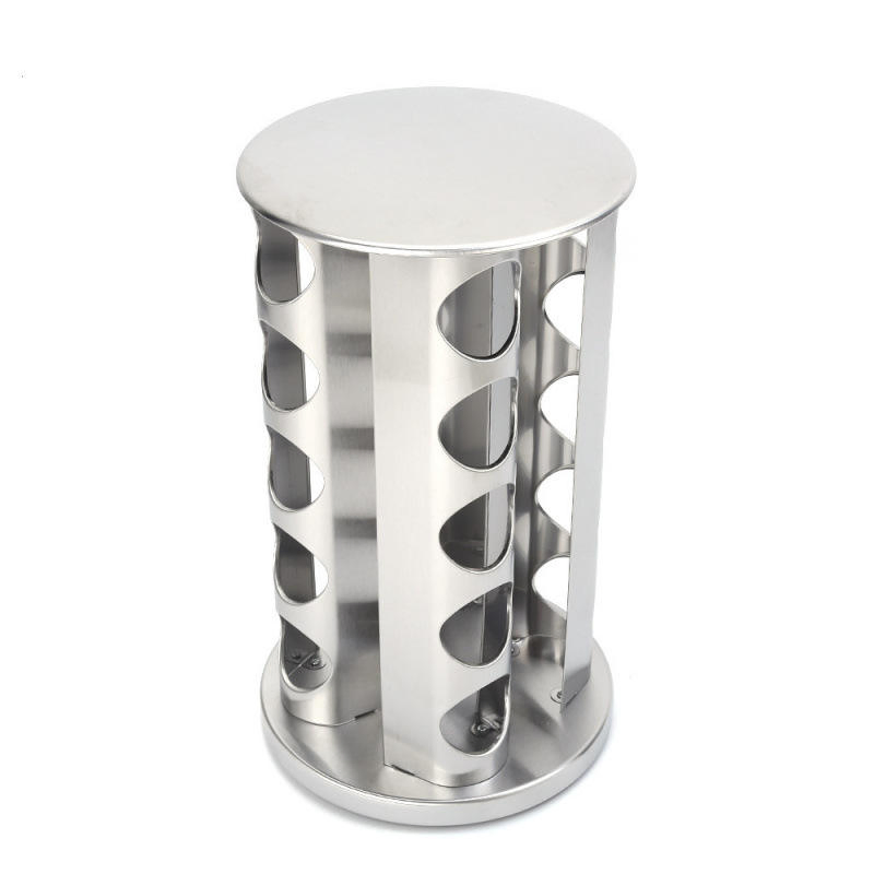 Cylinder Spice Rack Stainless Steel Seasoning Bottle Storage Kitchenware Condiment Container Sets
