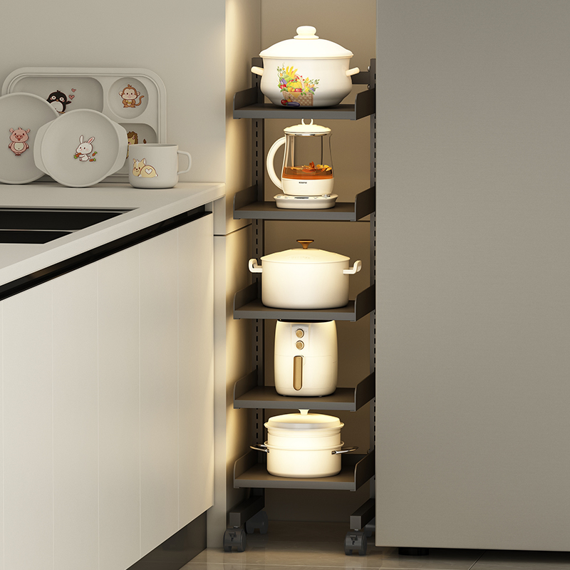 Factory Multi-Tier Multiple Colors Available Kitchen Cookware Shelf Tools Panssaucepans Storage Organization Floor-to-Floor Cart Racks