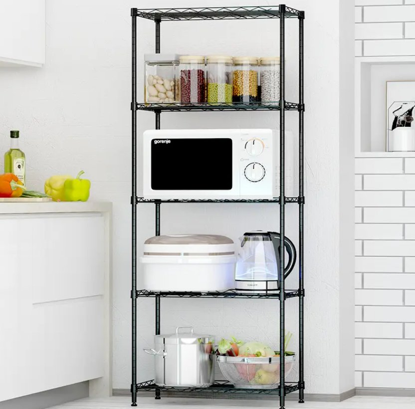 Kitchenware Heavy Duty 5 Tier Wire Shelving Unit Shelves Storage Rack Metal Trolley Storage