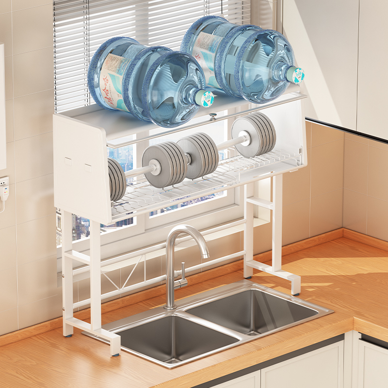 Customizable Covered Sink Rack for Kitchen Organization and Storage Solutions