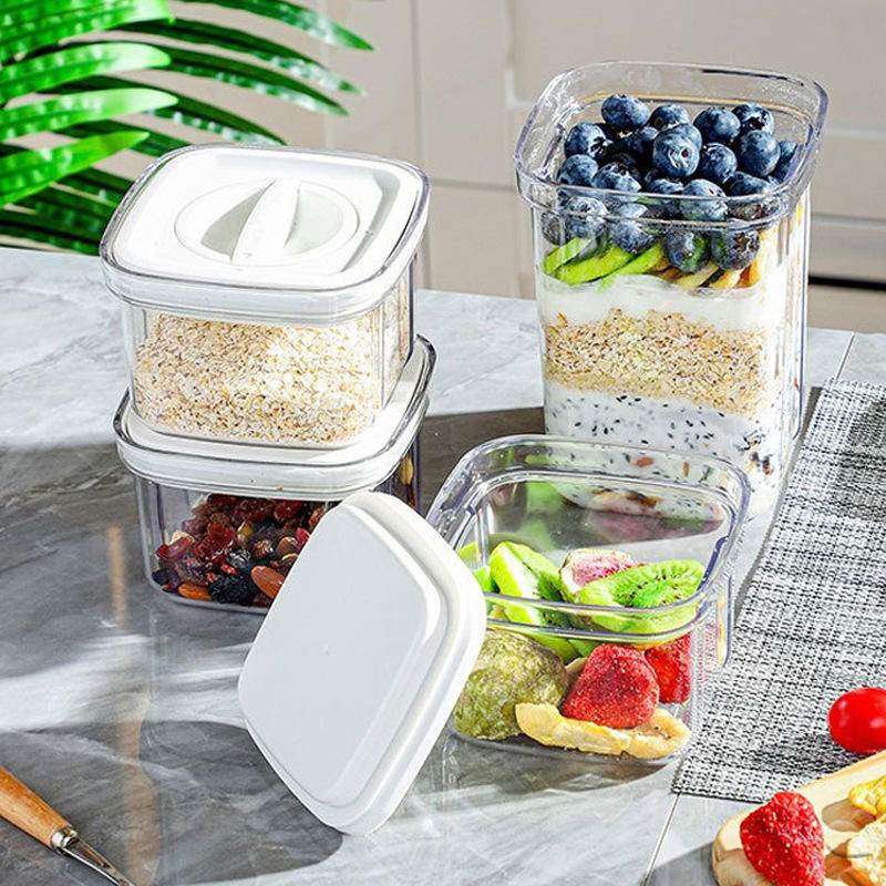 Transparent, Airtight Kitchen Refrigerator, Tableware Compartment, Organization of Rice and Grain Plastic Food Storage Containers, Boxed, Boxed with Lid