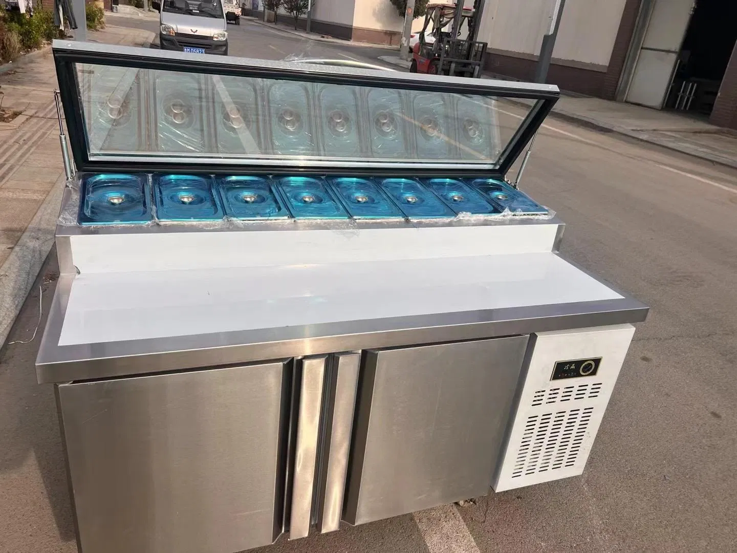 Pizza Counter Top Salad Bar Prep Station Freezer Cooling Cooler for Display Storage for Prep Work