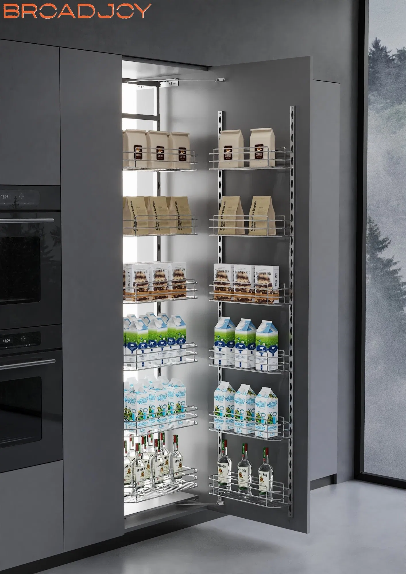 Kitchen Hardware High Organization Shelf Cabinet Holder Sauce Storage Corner Rack Stainless Steel Drawer Mesh Shelfing High Pantry Unit Basket