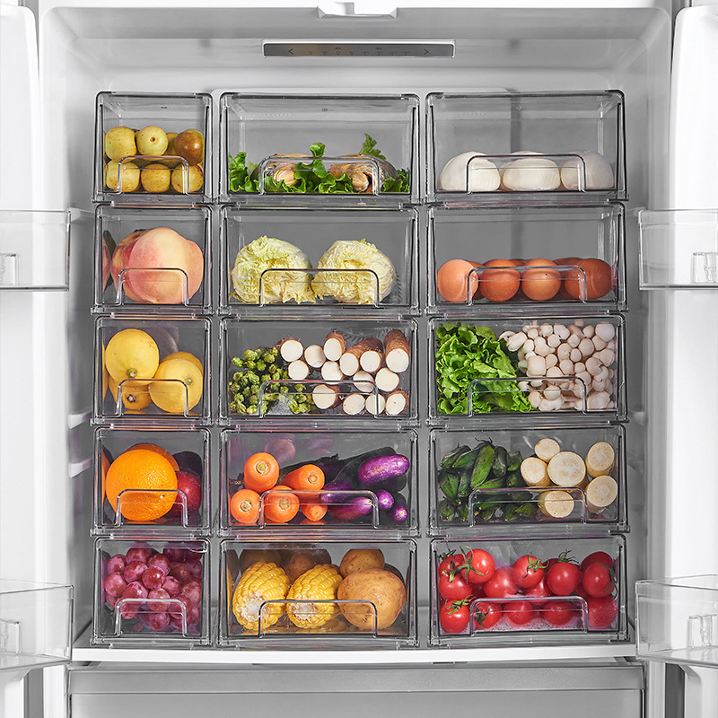 Large Capacity Transparent Refrigerator Drawer Organizer for Fruits and Vegetables