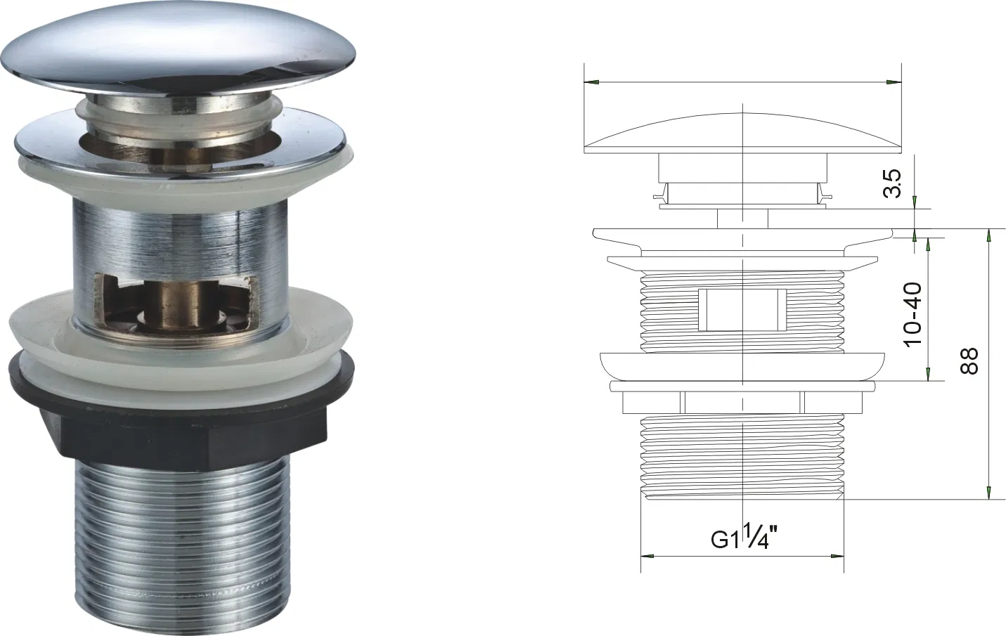 Modern Kitchen Pop up Bath Big Cap Sink Basin Waste