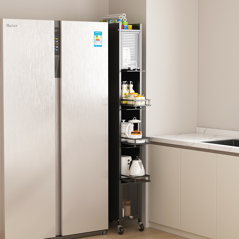 Multi Layer Storage Rack, Pull-out Kitchen Utensils Storage Cabinet Floor Standing Shelf